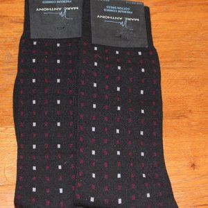 NWT Lot 2 Marc Anthony Dress Socks squares sz. 7-12
